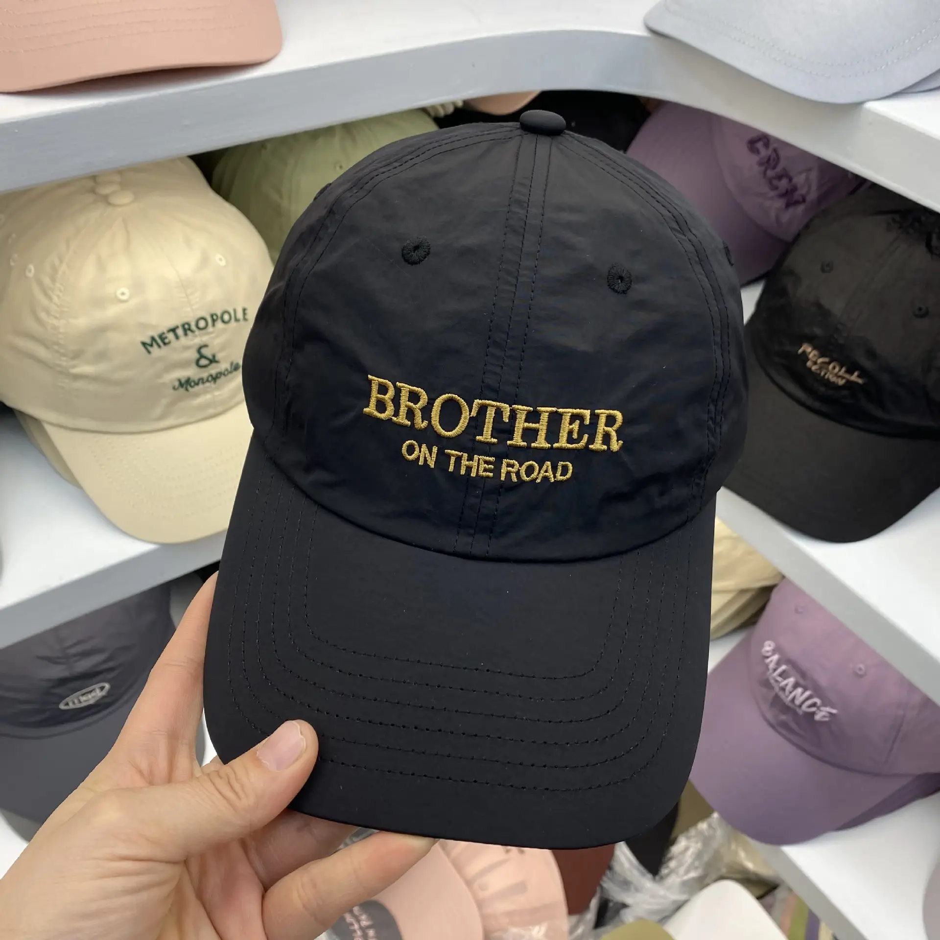 2025 Thin Baseball Cap "BROTHER ON THE ROAD" Beige - Image 7