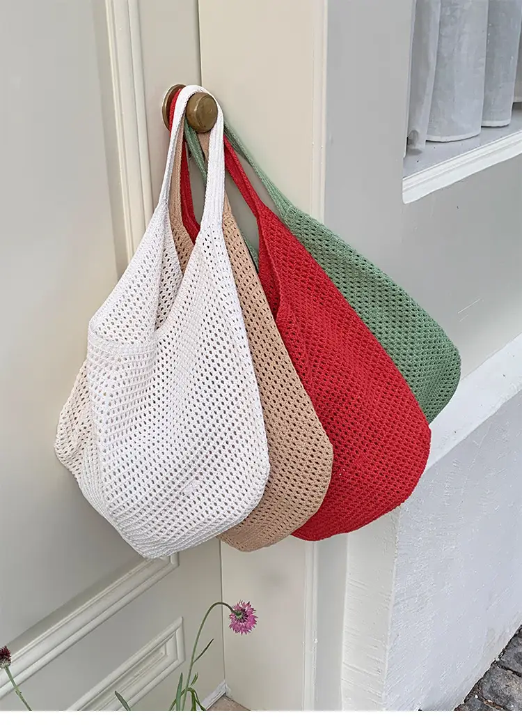 Red Crochet Woven Shoulder Bag for Women — feature 11