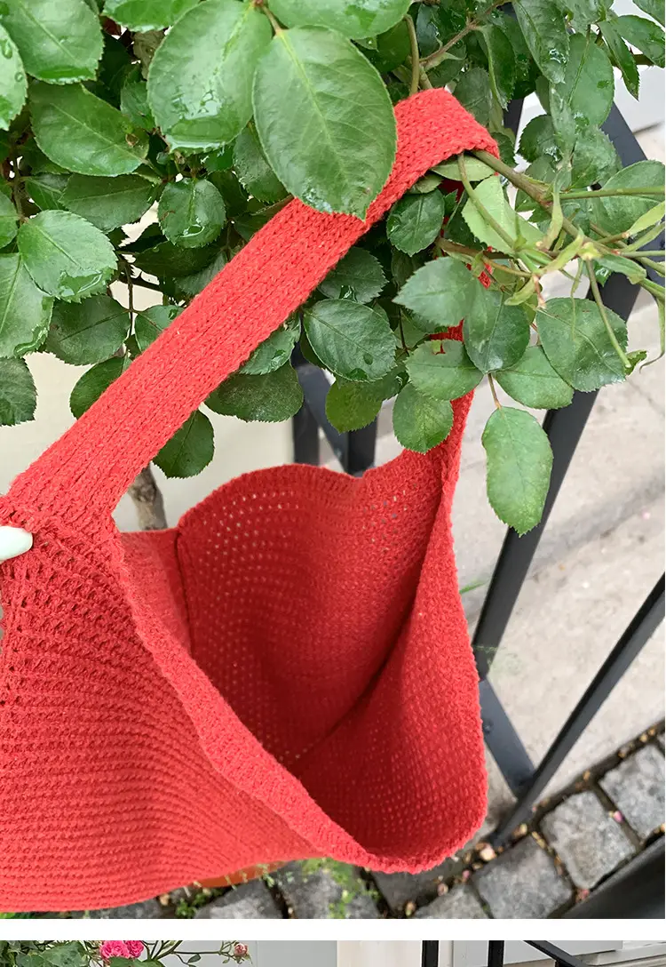 Red Crochet Woven Shoulder Bag for Women — feature 14