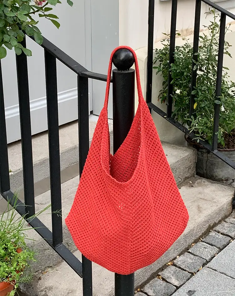 Red Crochet Woven Shoulder Bag for Women — feature 15