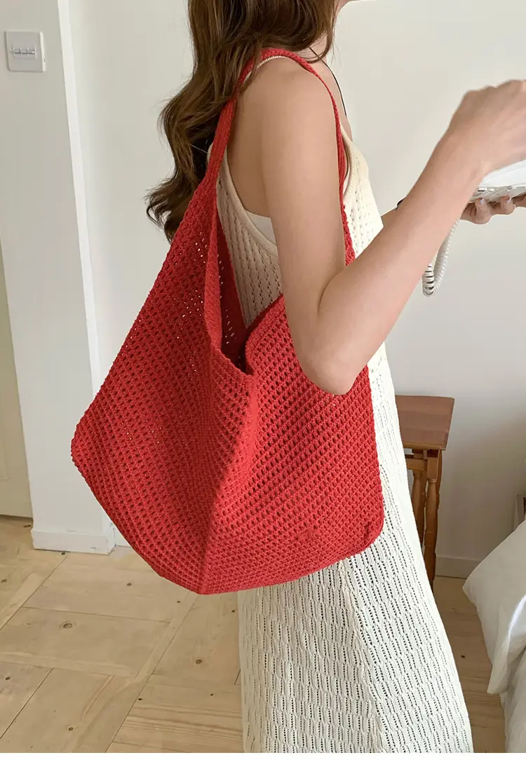 Red Crochet Woven Shoulder Bag for Women — feature 6
