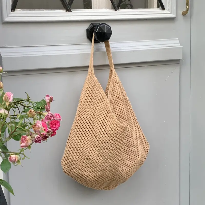 Red Crochet Woven Shoulder Bag for Women - Image 3
