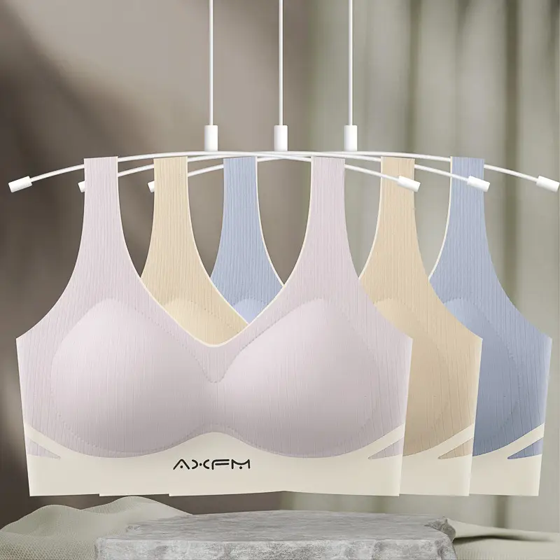 Beige Fixed Cup Bra No Wires Soft Support - Image 7