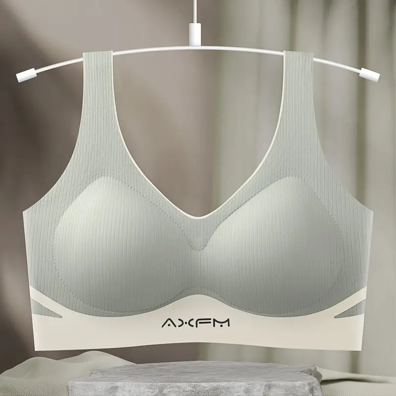 Beige Fixed Cup Bra No Wires Soft Support - Image 3