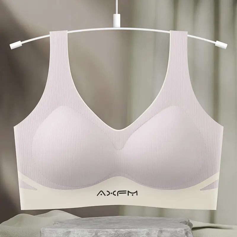 Beige Fixed Cup Bra No Wires Soft Support - Image 4