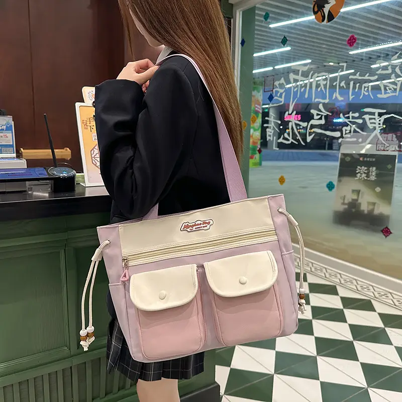 Japanese Style Crossbody Bag with Retro Color Contrast
