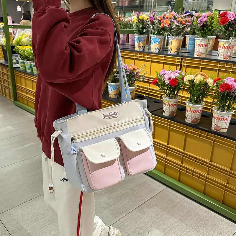 Japanese Style Crossbody Bag with Retro Color Contrast