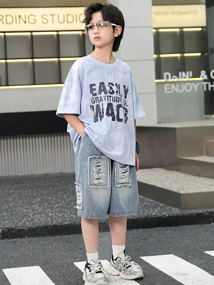Summer Boys Denim Shorts & T-Shirt Set - Image 5