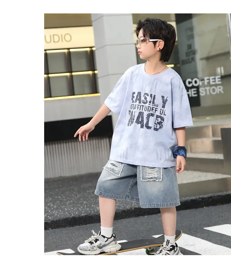 Summer Boys Denim Shorts & T-Shirt Set — feature 13