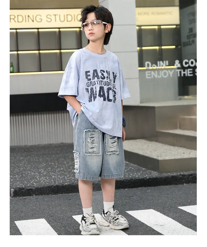 Summer Boys Denim Shorts & T-Shirt Set — feature 14