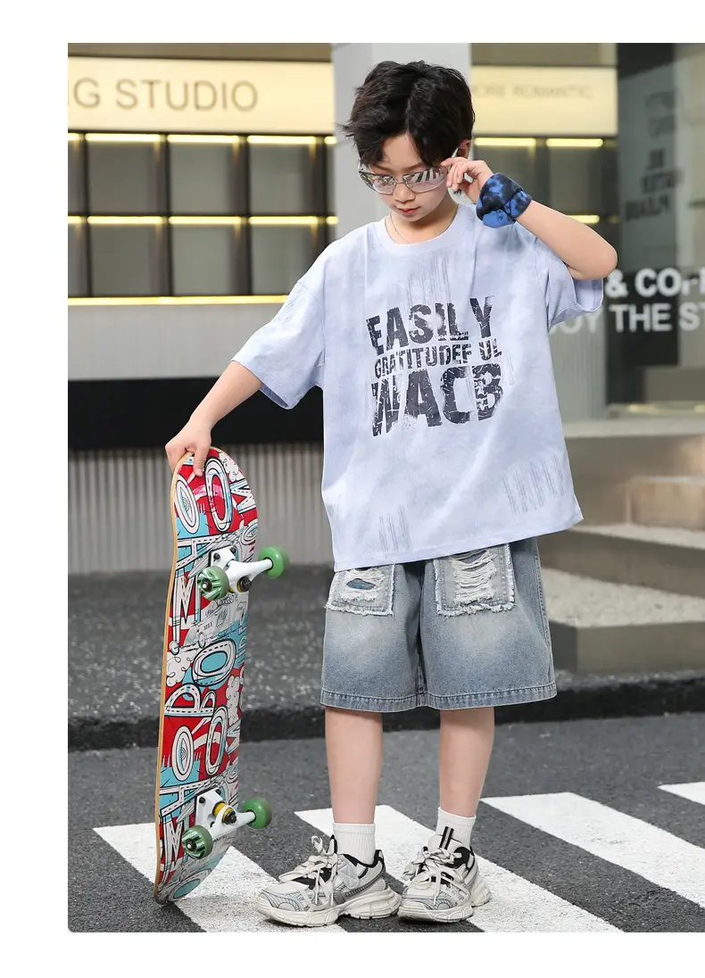 Summer Boys Denim Shorts & T-Shirt Set — feature 17