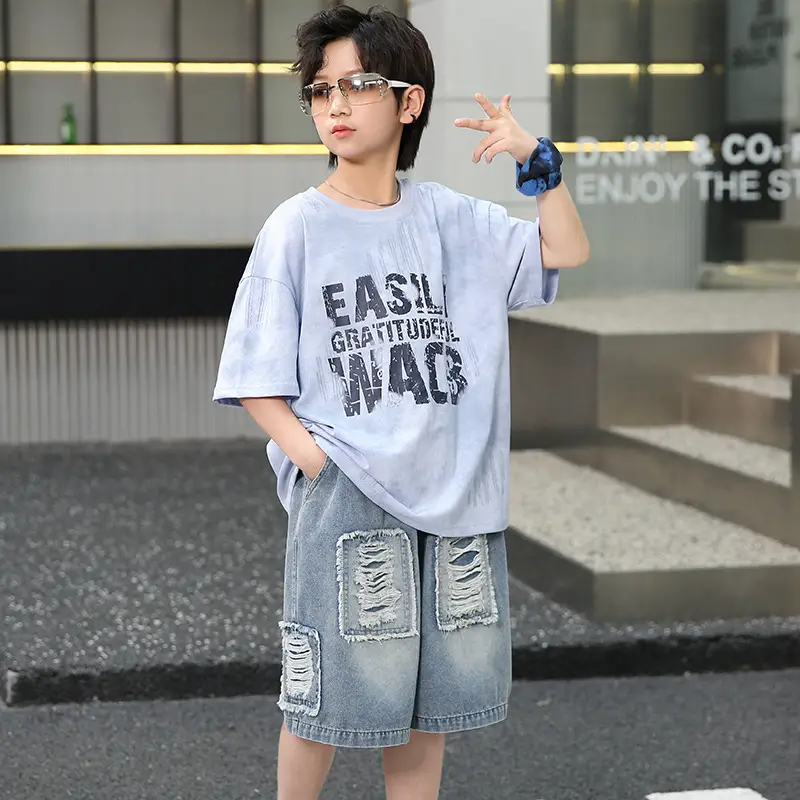Summer Boys Denim Shorts & T-Shirt Set - Image 2