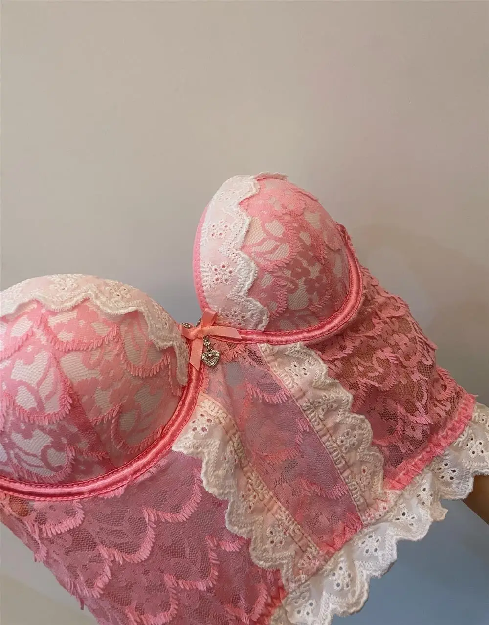 Pink Lace Back Bra for Small Chest Large Gathering — feature 10