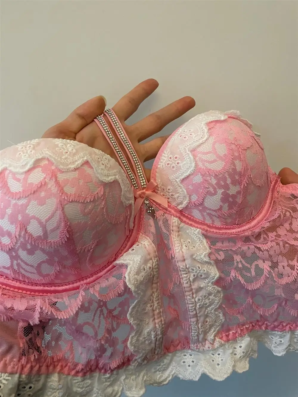 Pink Lace Back Bra for Small Chest Large Gathering — feature 13