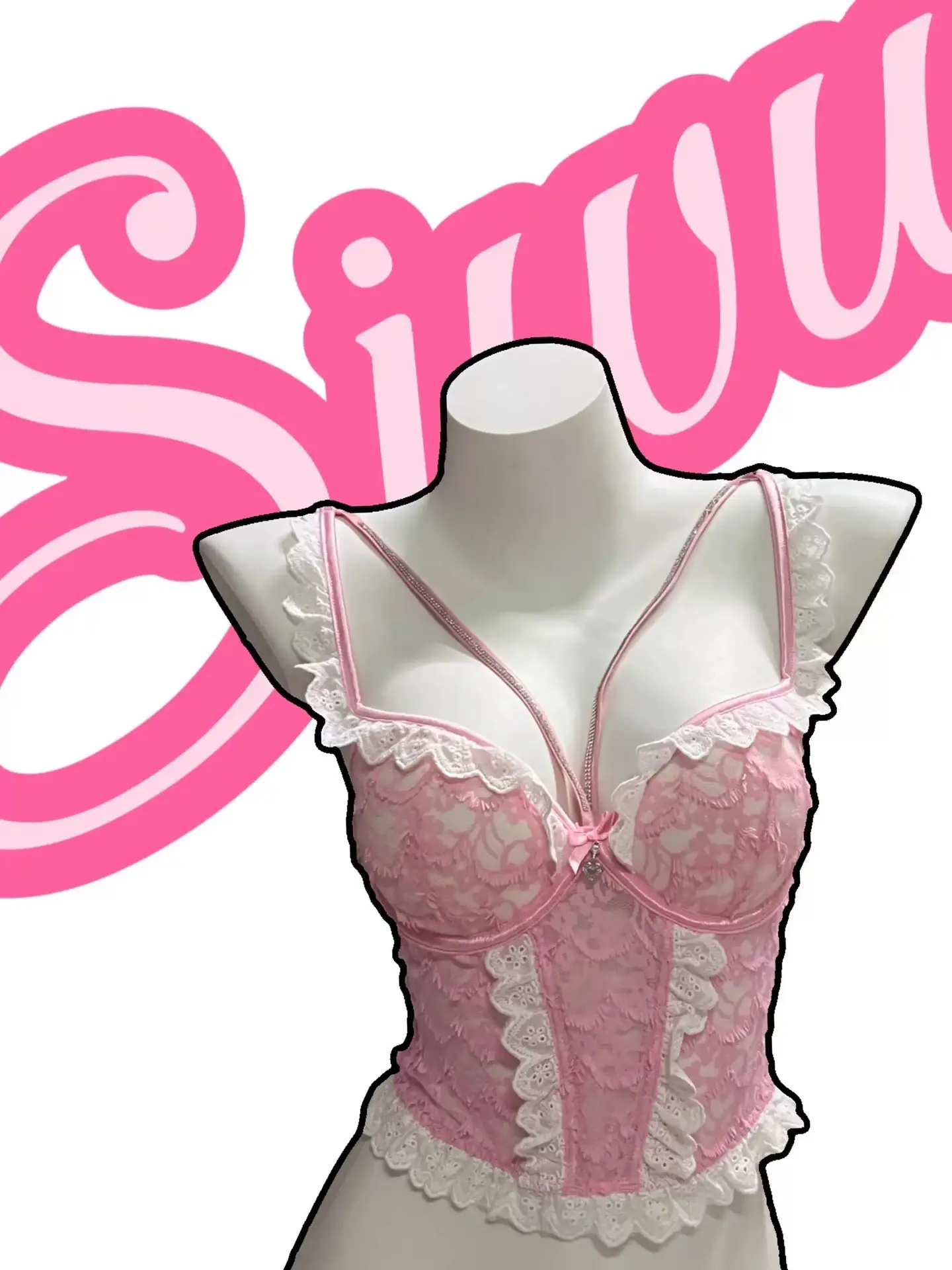 Pink Lace Back Bra for Small Chest Large Gathering — feature 14