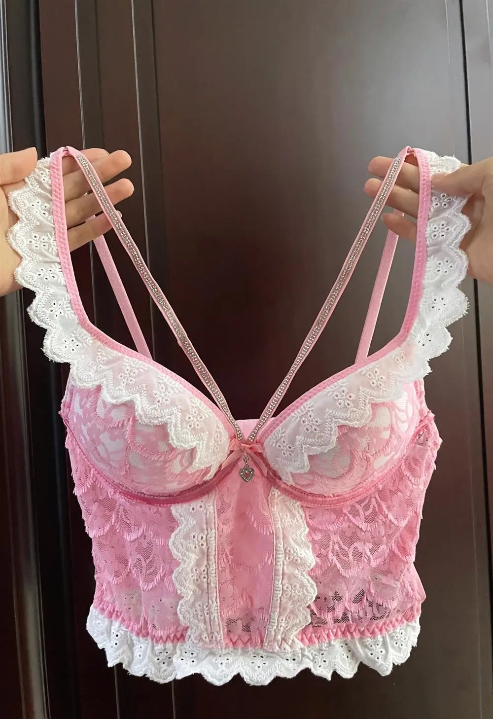 Pink Lace Back Bra for Small Chest Large Gathering — feature 9