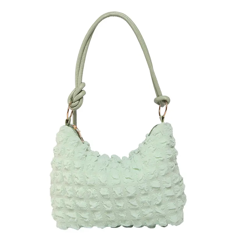 Soft Bubble Bag for Women, White, Pleated, Shoulder Crossbody - Image 9