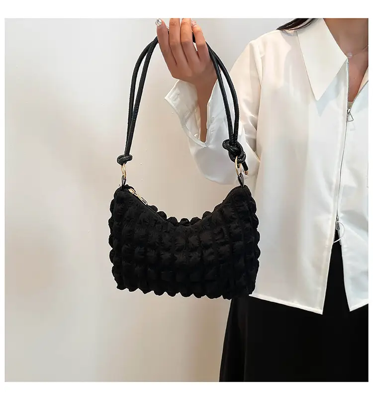 Soft Bubble Bag for Women, White, Pleated, Shoulder Crossbody — feature 29