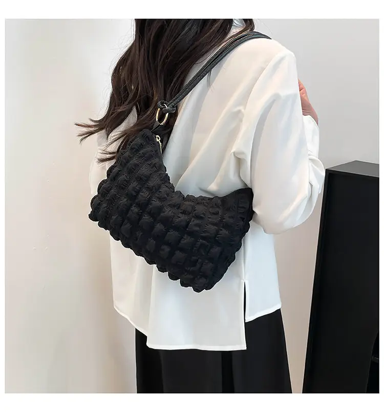 Soft Bubble Bag for Women, White, Pleated, Shoulder Crossbody — feature 31
