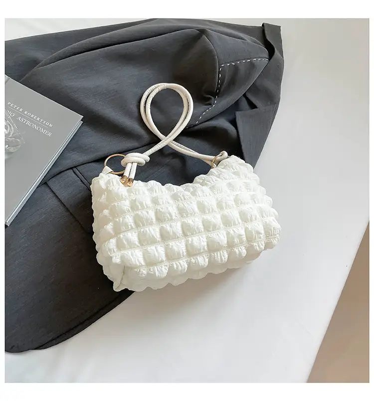Soft Bubble Bag for Women, White, Pleated, Shoulder Crossbody — feature 37