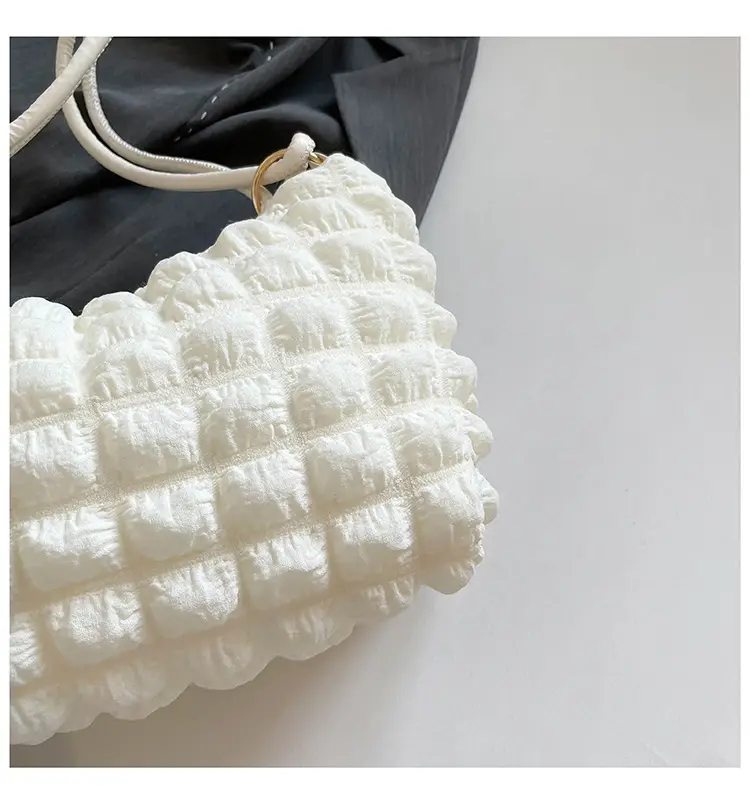 Soft Bubble Bag for Women, White, Pleated, Shoulder Crossbody — feature 40