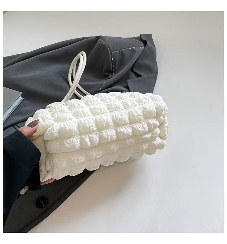 Soft Bubble Bag for Women, White, Pleated, Shoulder Crossbody — feature 41