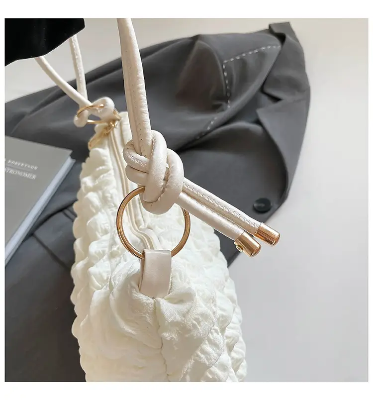 Soft Bubble Bag for Women, White, Pleated, Shoulder Crossbody — feature 44