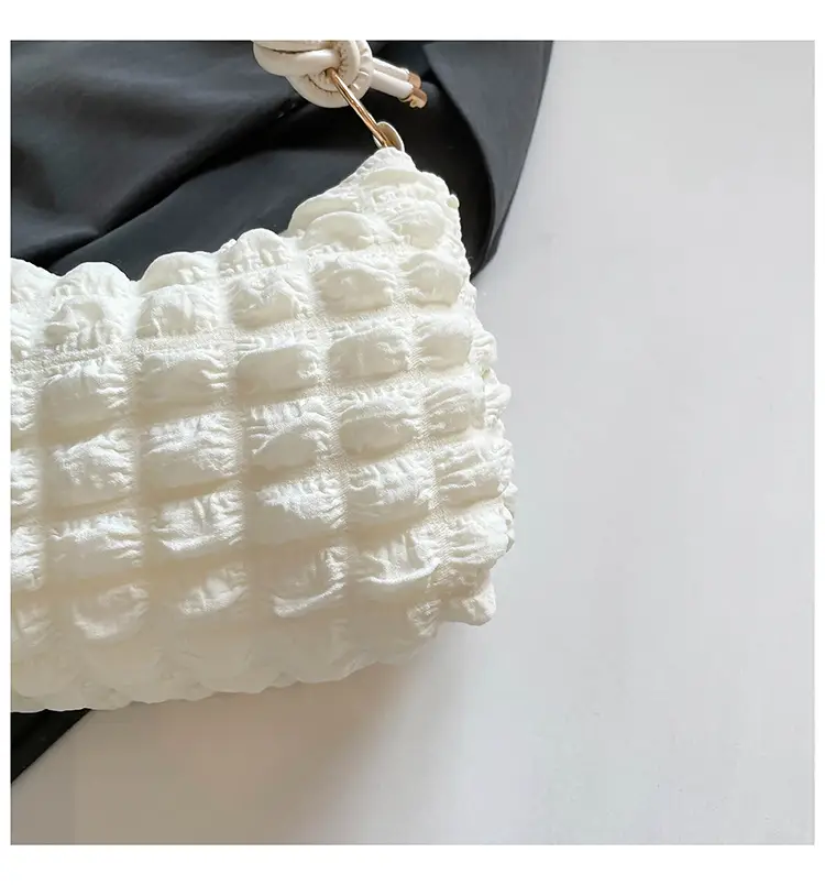 Soft Bubble Bag for Women, White, Pleated, Shoulder Crossbody — feature 45