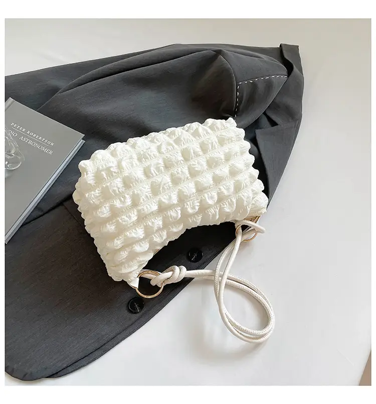 Soft Bubble Bag for Women, White, Pleated, Shoulder Crossbody — feature 46