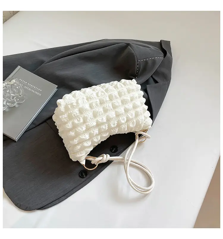 Soft Bubble Bag for Women, White, Pleated, Shoulder Crossbody — feature 47