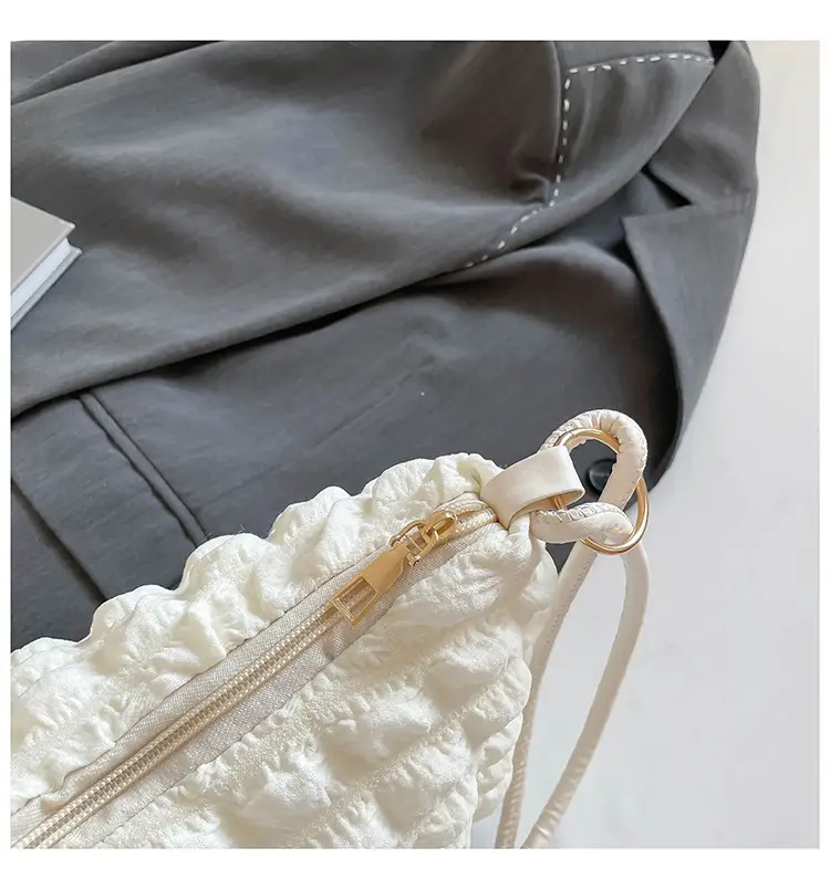 Soft Bubble Bag for Women, White, Pleated, Shoulder Crossbody — feature 48