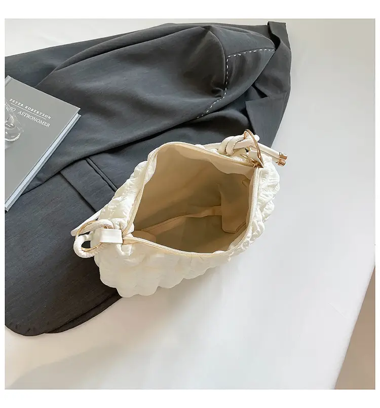 Soft Bubble Bag for Women, White, Pleated, Shoulder Crossbody — feature 49