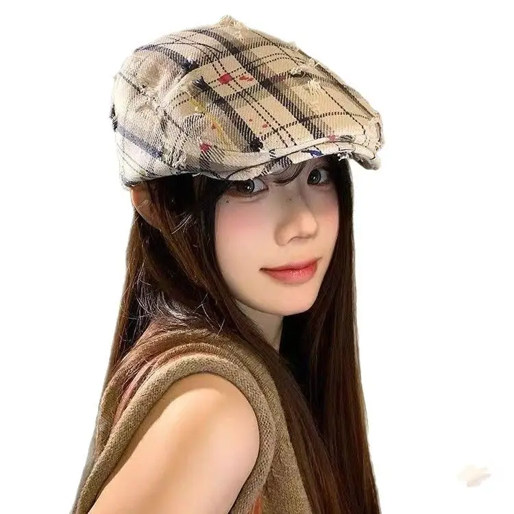 Women Plaid Forward Hat Spring Summer New - Image 6
