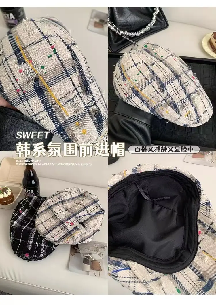 Women Plaid Forward Hat Spring Summer New — feature 8