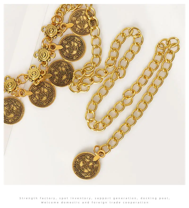 Hip-hop Fashion Vintage Compass Pendant Belt Single Layer All-Match Waist Chain — feature 33