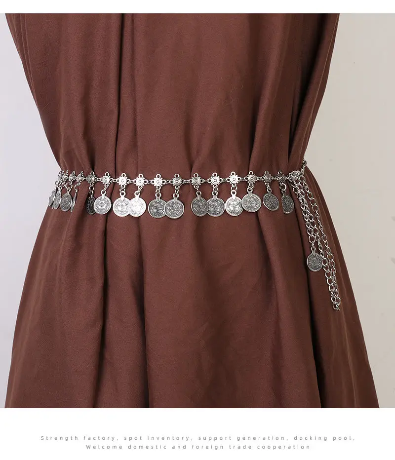 Hip-hop Fashion Vintage Compass Pendant Belt Single Layer All-Match Waist Chain — feature 34