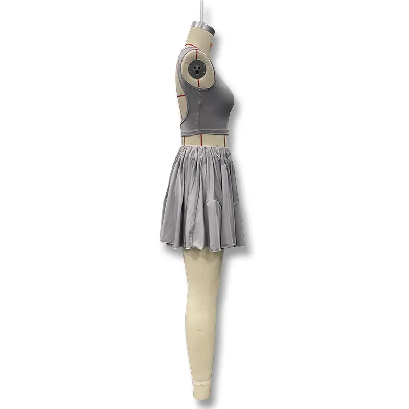 Sexy Backless Vest & High Waist Skirt Suit Grey — feature 23