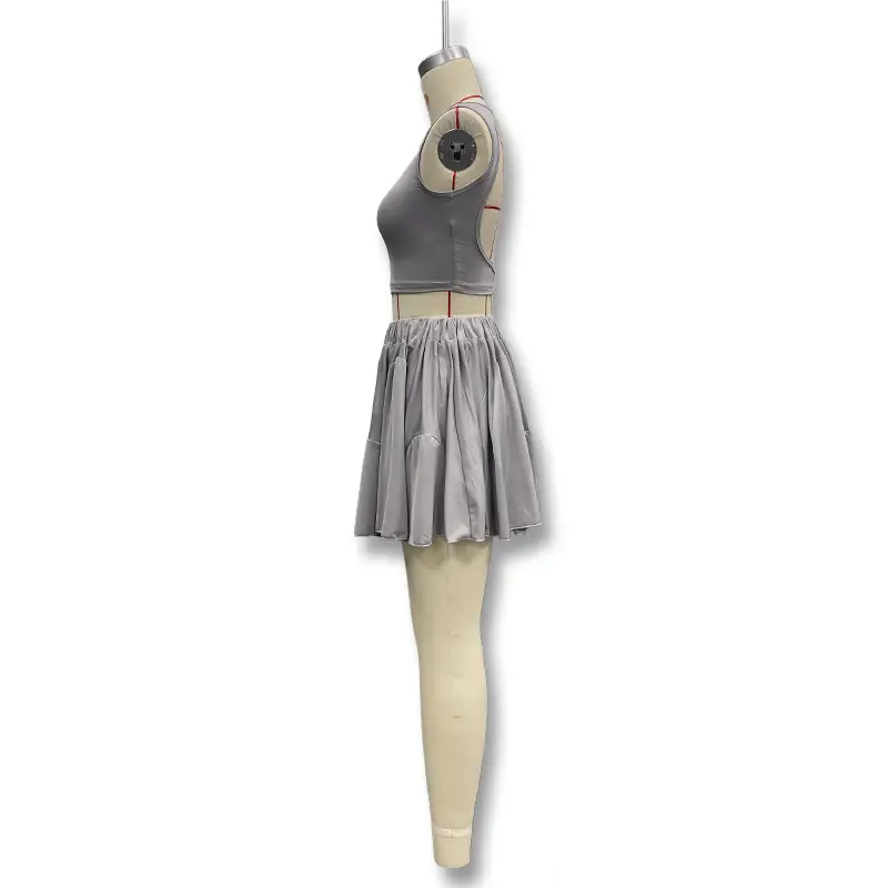 Sexy Backless Vest & High Waist Skirt Suit Grey — feature 24
