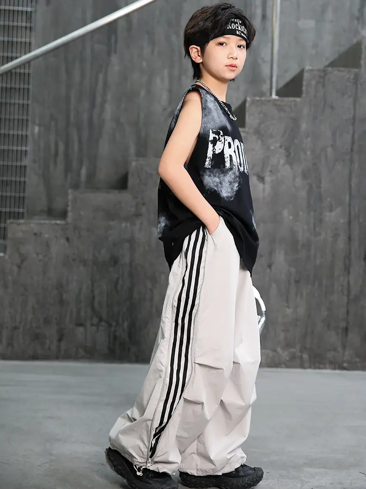 Summer Sleeveless Vest for Boys Black Stripes