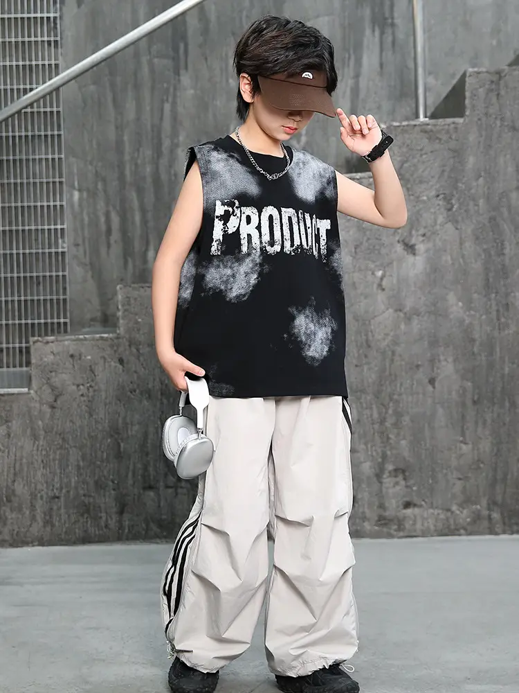 Summer Sleeveless Vest for Boys Black Stripes