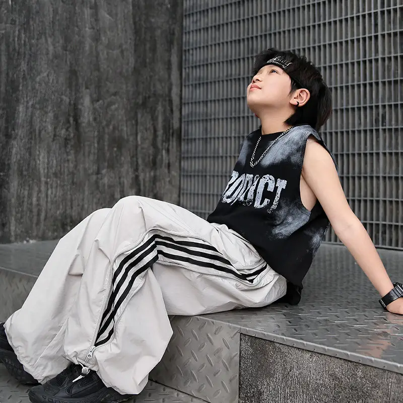 Summer Sleeveless Vest for Boys Black Stripes — feature 1