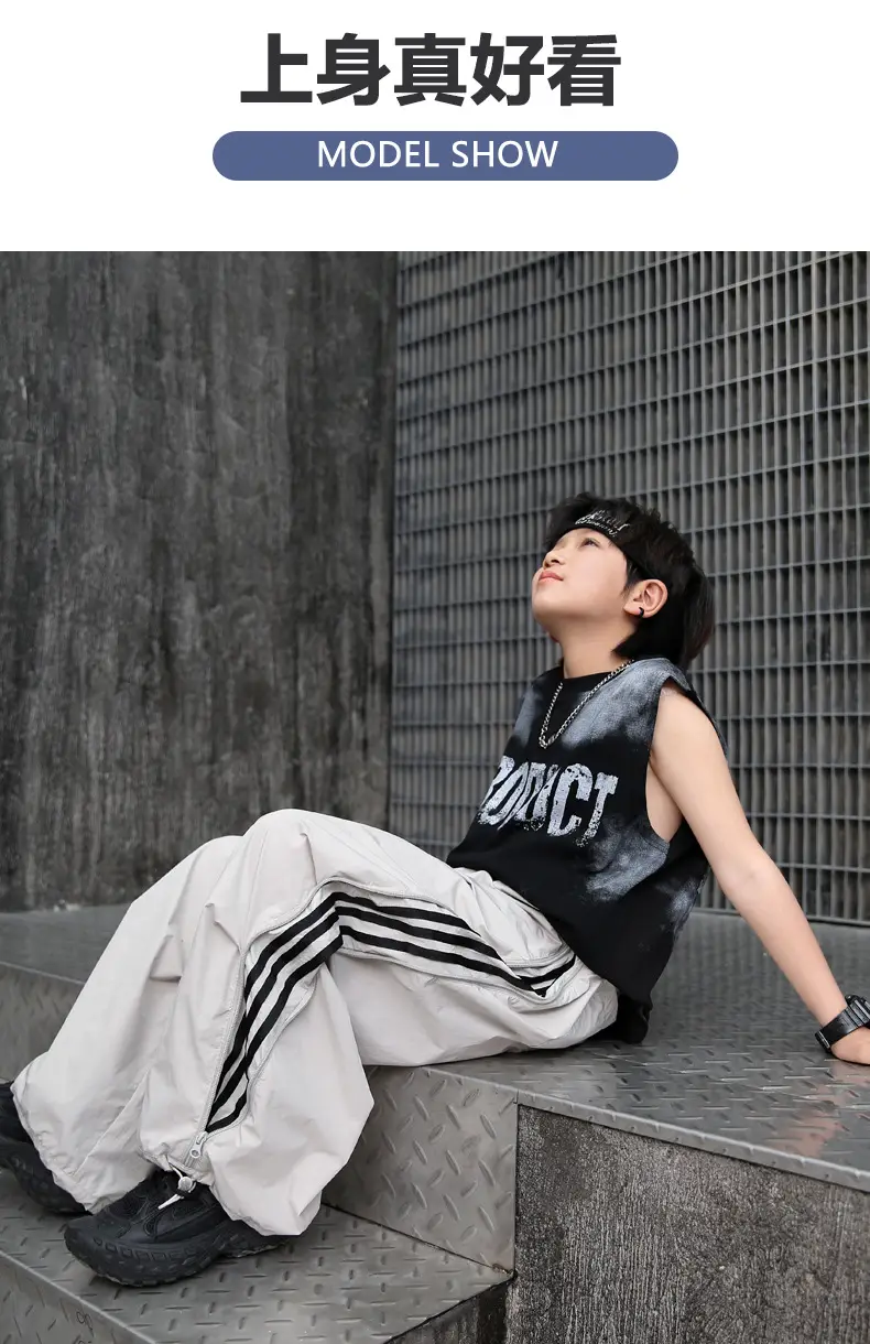 Summer Sleeveless Vest for Boys Black Stripes — feature 13