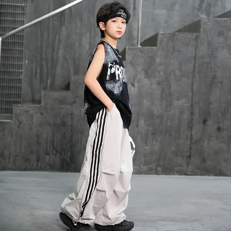 Summer Sleeveless Vest for Boys Black Stripes — feature 2