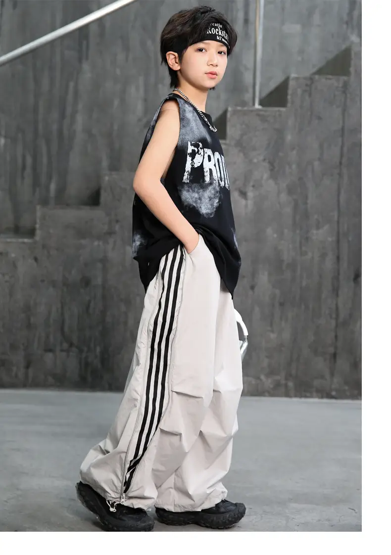 Summer Sleeveless Vest for Boys Black Stripes — feature 20