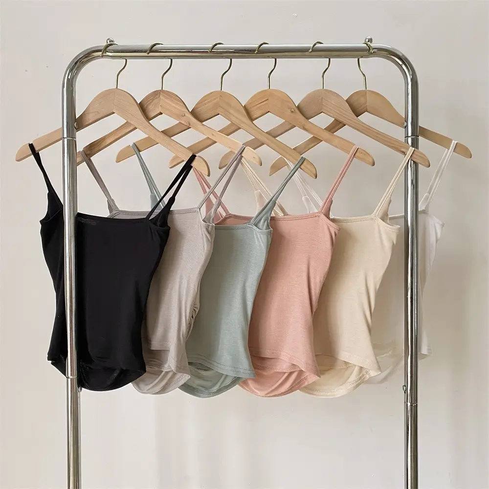 New Pure Pleated Sling Women's Hot Girl Design Sense Slim-fit Beautiful Strap Chest Pad Exterior Expansion Large Base Top Women's Top — feature 28