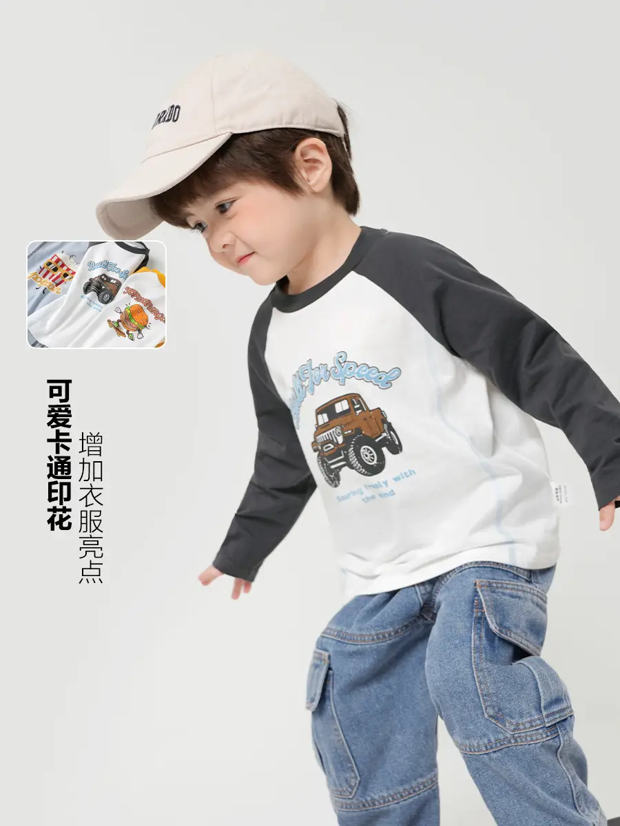 Autum Long Sleeve Kids T-Shirt White Black 25" - Image 3