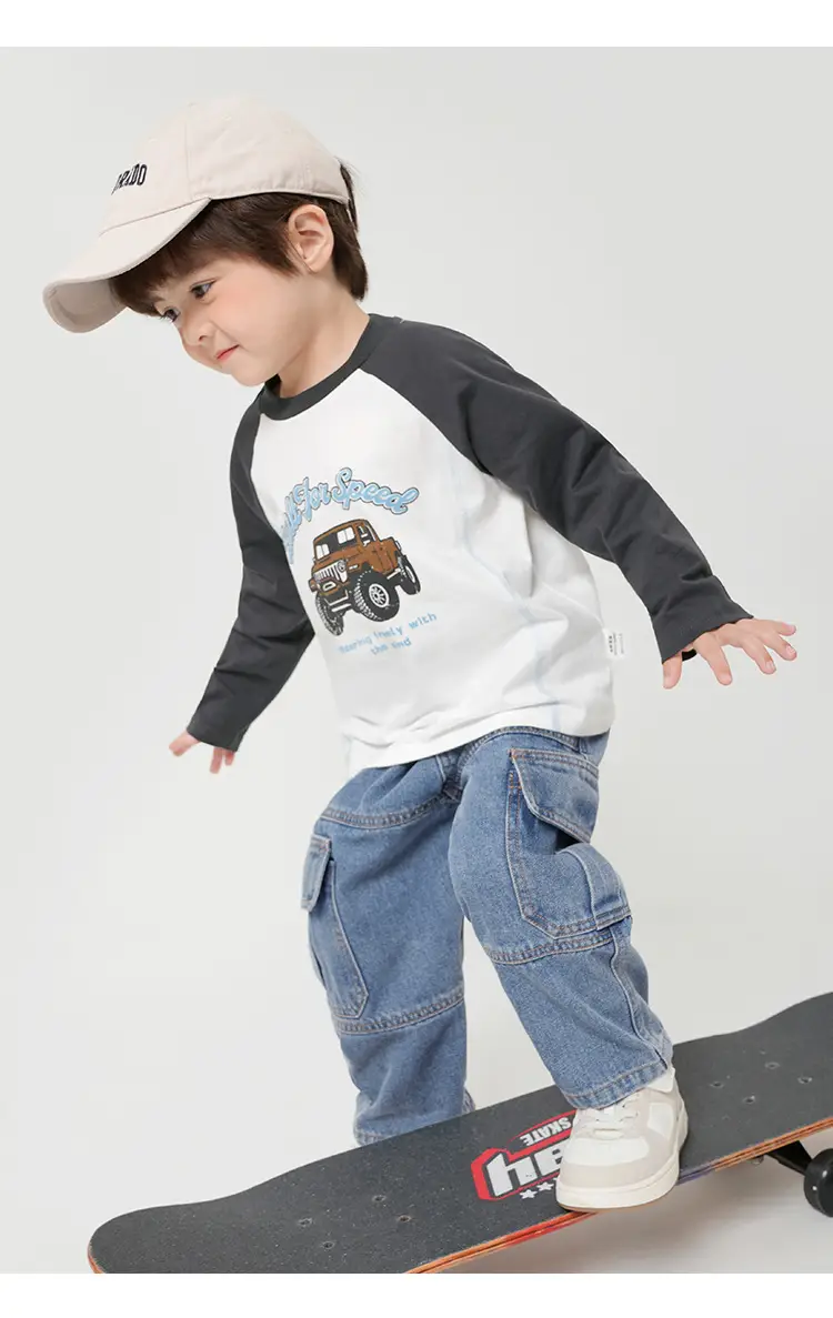 Autum Long Sleeve Kids T-Shirt White Black 25" — feature 10