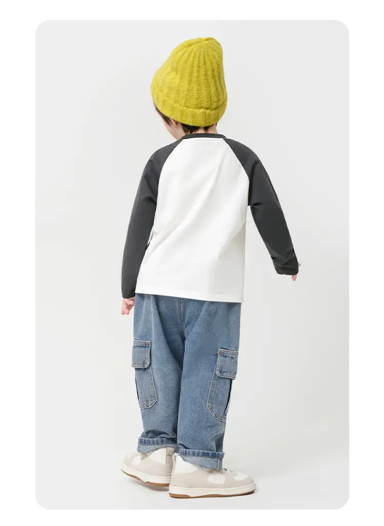 Autum Long Sleeve Kids T-Shirt White Black 25" — feature 11
