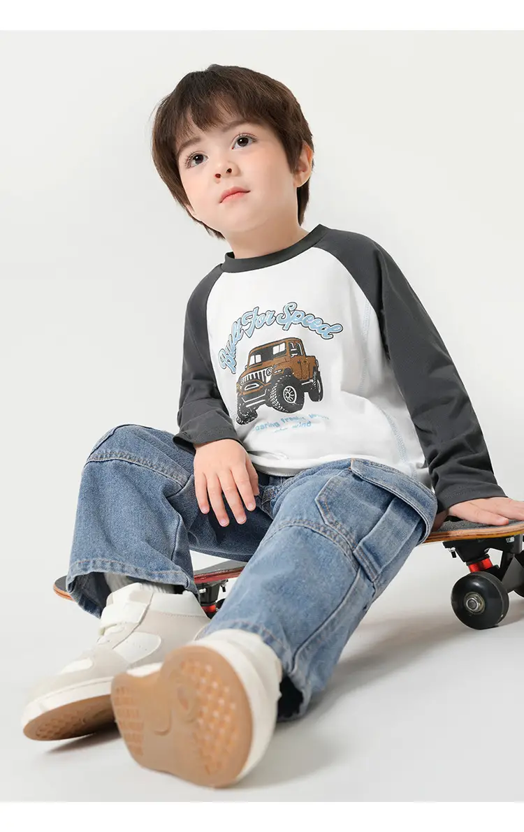 Autum Long Sleeve Kids T-Shirt White Black 25" — feature 12