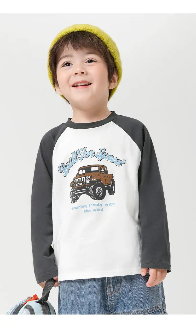 Autum Long Sleeve Kids T-Shirt White Black 25" — feature 2